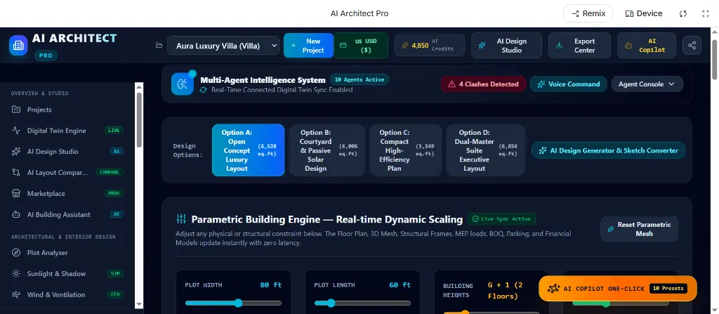 AI Architect Pro platform interface