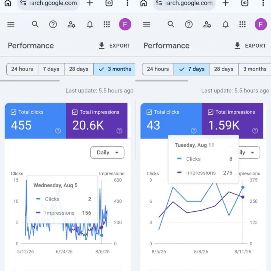 E-commerce organic search performance report
